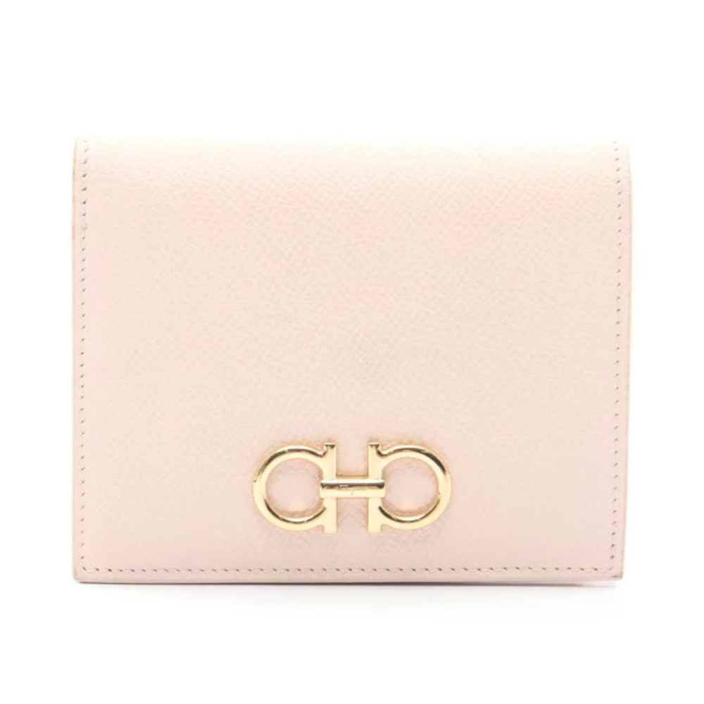 Salvatore Ferragamo Gancini Bi fold Wallet Leather Pink